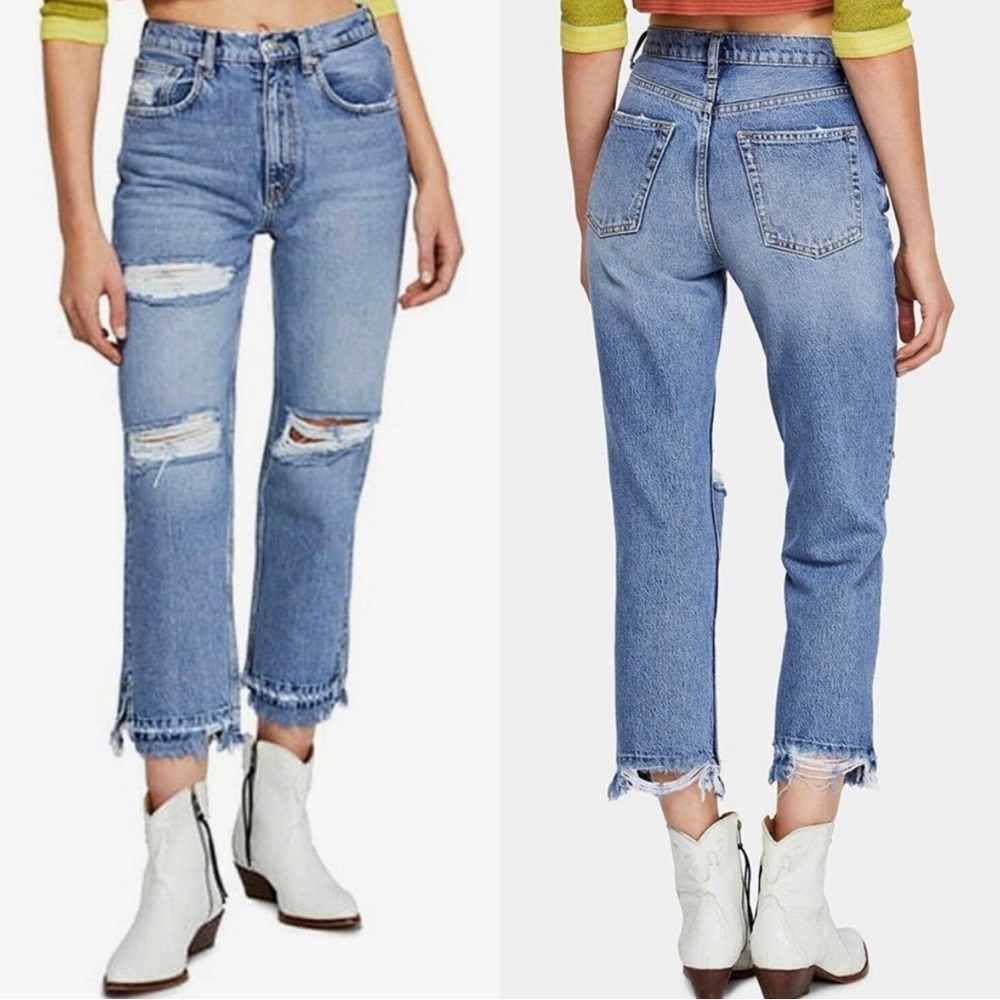 Free People Lita Slim Leg Distressed Jeans - Picture 4 of 10